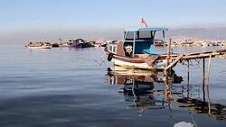 Fishing boat in Inciralti, Izmir Stock Footage