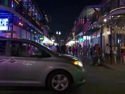 MS Crowds walking on bourbon street at night / New Orleans, Louisiana, United States Stock Footage