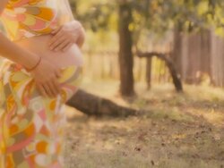 HD,Pregnant woman and landscape Stock Footage