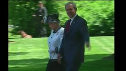 Queen & George W Bush Walking Together News Clip