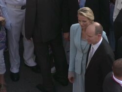 Princess Charlene and HSH Prince Albert II of Monaco at the Monaco Royal Wedding: First Appearance of Married Couple at Monaco . (Footage by WireImage Video/Getty Images Entertainment Video) Stock Footage