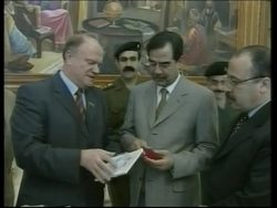 WRAP Saddam meets Russian Communist Party leader, peace protests, Al-Samud missile Instructional Video