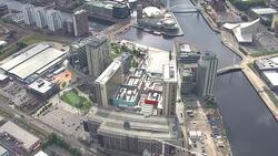 Aerial views of MediaCityUK News Clip