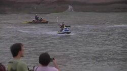 Raw: Water Skiers Carry Olympic Torch in Rio Instructional Video