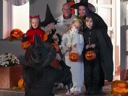 HD DOLLY: Taking Halloween Group Photo Stock Footage