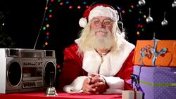 Santa Claus listening music Stock Footage