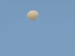 WS View of Weather Balloon Launch at Cocos Islands Weather Station / Keeling, Shire of Cocos, Australia Stock Footage