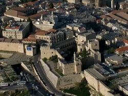 Aerial the Tower of David in the old city of Jerusalem, Israel Stock Footage