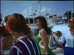 Montage: swinging 1960s dance party on a boat Stock Footage