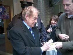 Regis Philbin at Harvey Weinstein's Giants Super Bowl Pep Rally in New York on 2/1/2012 (Footage by WireImage Video/Getty Images Entertainment Video) Stock Footage