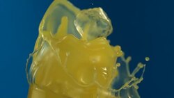 Beverage splash on blue background Stock Footage