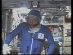 Expedition III crew prepares for spacewalk on ISS. News Clip