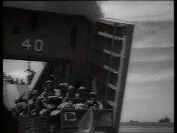 B/W US Marines riding truck from boat to beach / Vietnam / SOUND Stock Footage