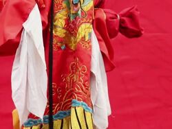 MS TD Chinese artists performing puppet show at temple fair to celebrate Chinese spring festival AUDIO / xi'an, shaanxi, china Stock Footage