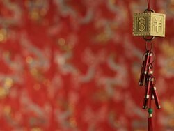 MS PAN Hanging Yen and Dollar signs decorations depicting / Singapore, Singapore, Singapore  Stock Footage