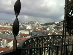 Rooftops and Plaza in Lisbon Portugal Stock Footage