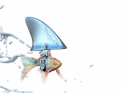 Goldfish-Shark with Dollar and Pound Signs, Symbols Stock Footage