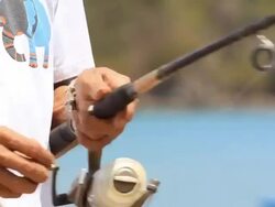 A man fly-fishing in a river Stock Footage