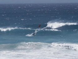 Windsurfer in big waves, Slow Motion Stock Footage