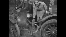 German flying ace Captain Franz Carl Schleiff demonstrates his rubber car bumper invention by crashing cars News Clip