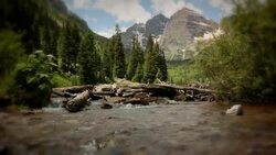 A river gently flows in the Rocky Mountains. Stock Footage