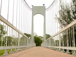 Rope bridge at Nong Pra Jak Park Stock Footage
