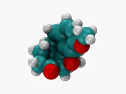 CGI showing space-filling three-dimensional molecular model of the narcotic drug hydrocodone Stock Footage