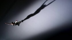 SLO MO CS Female figures skater taking an elegant bow Stock Footage