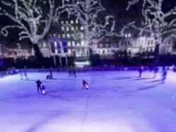 Miniature London -  The Ice Rink at the National History Museum in London Stock Footage