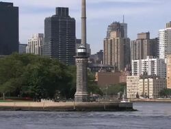 The Roosevelt Island Lighthouse and Roosevelt Island. Stock Footage