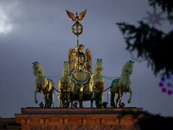 Brandenburg Gate with christmas tree Stock Footage