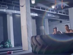 Flipping tires. gym Stock Footage