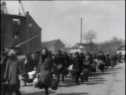 German refugees flee city captured by Russians. Stock Footage