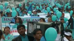 Nurses protest low wages and poor working conditions at hospitals. News Clip