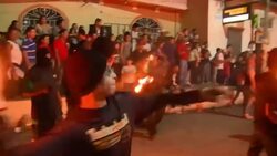 People of Nejapa celebrate fight between good and evil with fireball fight News Clip
