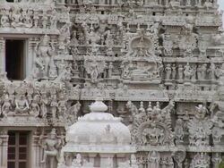 MS View of statues on Suchindram Temple / Kanyakumari, Tamil Nadu, India Stock Footage