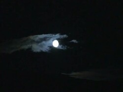 WS T/L View of rising of moon as clouds passing through / Torgat Mtns, Labrador, Canada Stock Footage