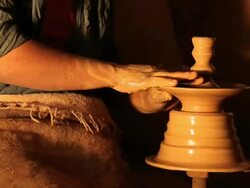Tunisian Potter makes traditional pottery Stock Footage