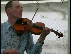 Gypsy Fire violinist performing, Great Britain Stock Footage