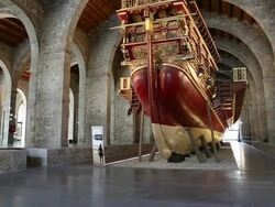 Maritime museum, old Royal shipyards, Drassanes Reals, Barcelona, Spain. Stock Footage