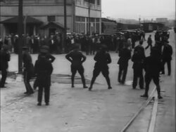 Police Use Guns and Gas on Rioting Longshoremenin SF Stock Footage