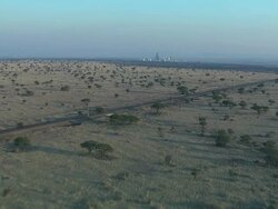 WS AERIAL View of Mine and surrounding landscape/ Rustenburg, North West Province, South Africa Stock Footage