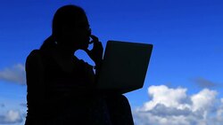Girl working with laptop Stock Footage