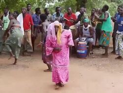 MS People dancing in Voodoo Ceremony / Togo Stock Footage