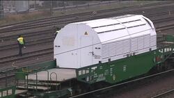 Demonstrators gather to protest against train carrying nuclear waste News Clip