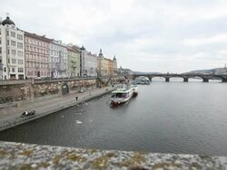 View to Vltava, Prague, Chech Republic, HD Video Stock Footage