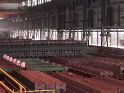 MS ZO PAN  Steel girders at steel mill / Esch-Alzette, Unspecified,   Luxembourg                                              Stock Footage