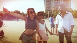 Friends at the Barceloneta beach Stock Footage