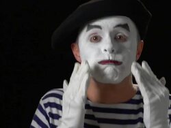 Mime Laugh - Close Up Stock Footage