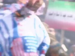 Burning anti-USA effigy in Tehran News Clip